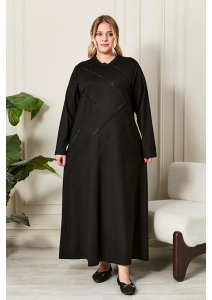 Kadın Büyük Beden Kristal Penye Elbise