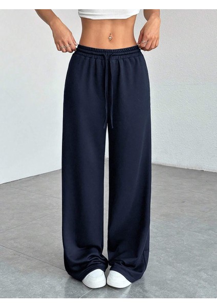 Kadın Baggy Fit 3 Iplik Beli Lastikli Geniş Paça Eşofman