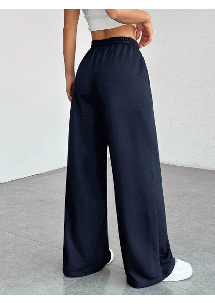 Kadın Baggy Fit 3 Iplik Beli Lastikli Geniş Paça Eşofman fırsatları