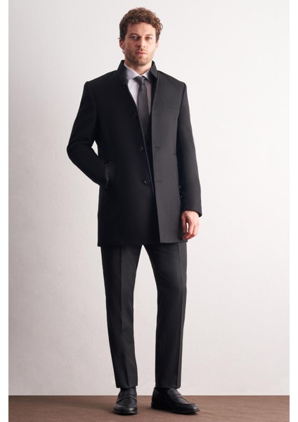 Siyah Hakim Yaka Classic Slim Fit Esnek Kaban 1008255162 fiyatları