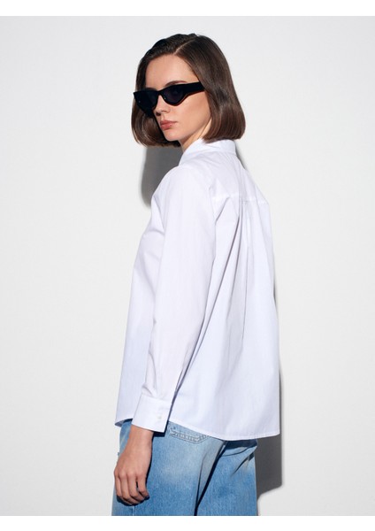 50531 %100 Pamuk Gold Düğmeli Gömlek-Beyaz fiyatları