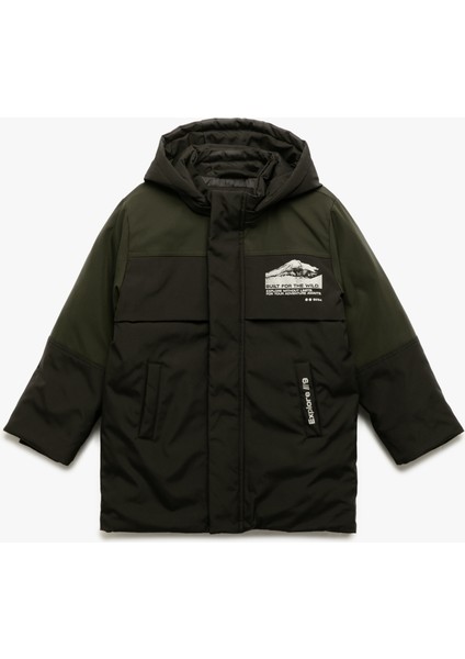 Çıtçıt Detaylı Uzun Kollu Kapşonlu Mont