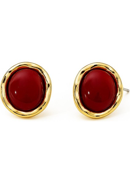 Gold Detaylı Renkli Yuvarlak Çelik Vintage Küpe modelleri