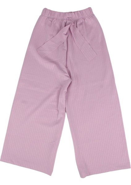 Kız Çocuk Lila Fitilli Bol Paça Tayt Pantolon - 1015634
