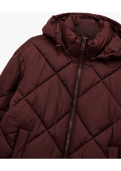 Polar Cep Detaylı Uzun Kollu Fermuarlı Su Itici Kapşonlu Kapitone Mont indirimleri