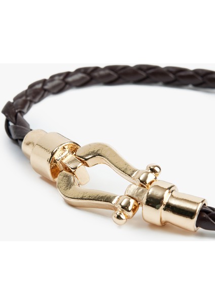 Metal Tokalı Suni Deri Örgü Bileklik modelleri