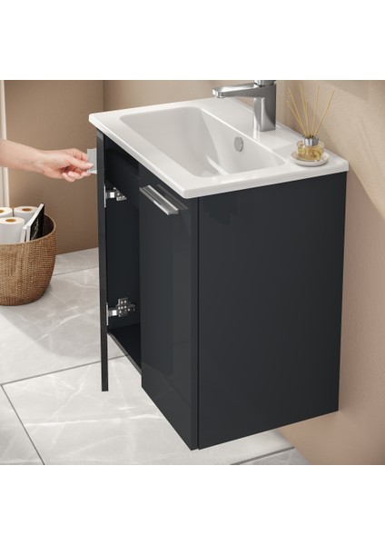 Ardea 69561 Banyo Dolabı Seti, Kapaklı, 60 cm, Parlak Antrasit modelleri