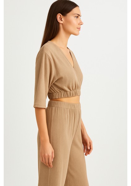 Müslim Crop Bluz Pantolon Takım