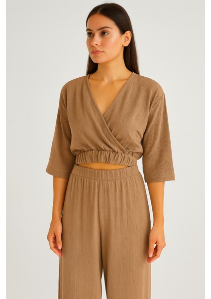 Müslim Crop Bluz Pantolon Takım modelleri