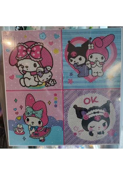Kuromi My Melodi Kendin Yap Büyük Boy Mozaik Resim Boncuk Işleme Seti 30CM * 30 cm AD00035