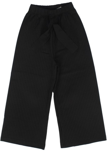 Kız Çocuk Siyah Fitilli Bol Paça Tayt Pantolon - 1015637