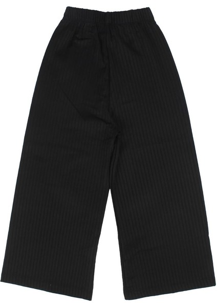 Kız Çocuk Siyah Fitilli Bol Paça Tayt Pantolon - 1015637 modelleri