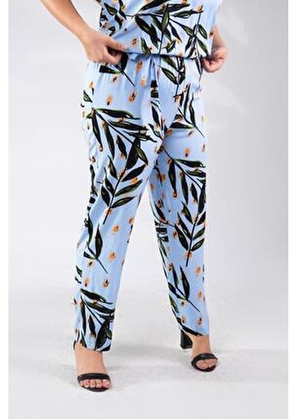 Büyük Beden Çiçek Desenli Tulum Mavi fiyatları