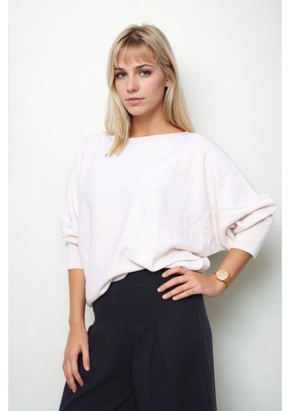 Geniş Yaka Yarasa Kol Oversize Triko Bluz modelleri