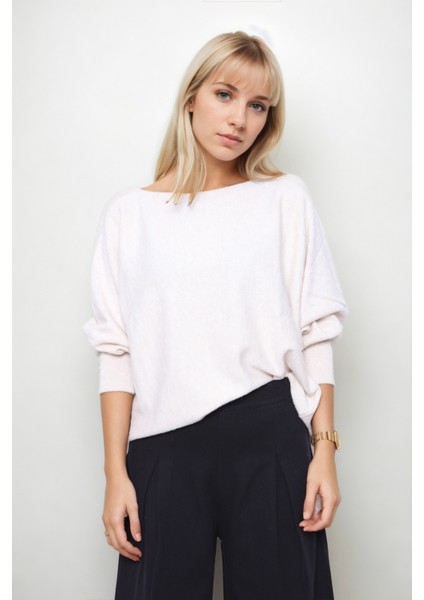 Geniş Yaka Yarasa Kol Oversize Triko Bluz fırsatları