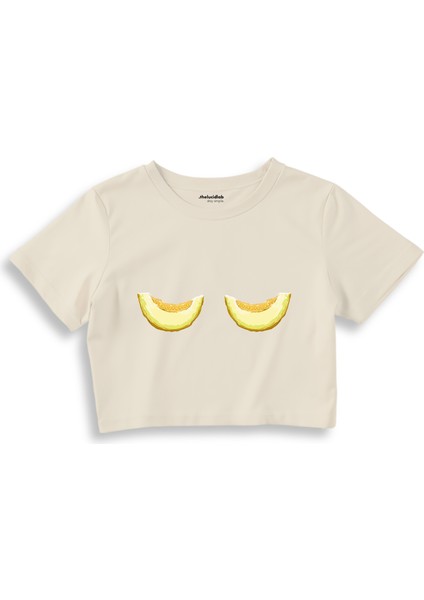Nice Melons Crop Tişört - Ekru