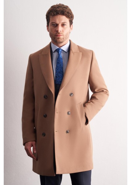 Camel Kılıç Yaka Kruvaze Comfort Fit Esnek Classic Kaban 1008255164