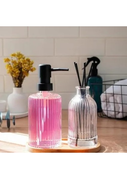 Cam Sabunluk & Difüzör Seti – 2’li Zarif Cam Şişe, Bambu Taban, Modern & Ev Dekorasyonu fiyatları