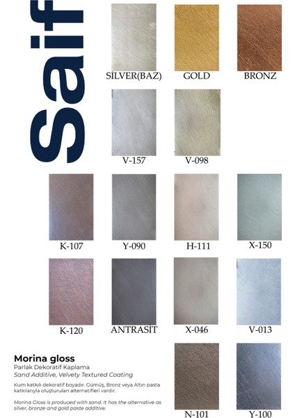 Morina Gloss Sedef Efektli, Kumlu Dekoratif Boya fiyatları