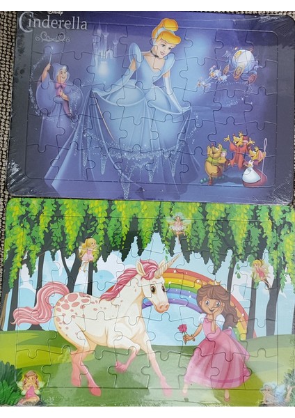 2 Adet Puzzle Yap Boz (33CM*23CM*40PARÇA) (Unicorn /cinderella Figürlü)