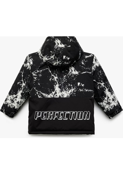 Uzun Kollu Baskılı Kapşonlu Mevsimlik Mont fiyatları