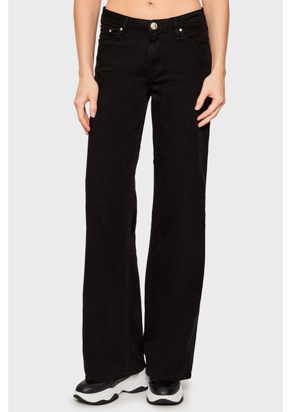 Sexy Palazzo Pamuklu Regular Fit Bol Paça Pantolon Bayan Pantolon W5BA96WFQYBJBLK