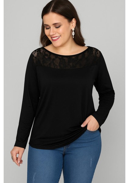 Büyük Beden Göğüs Dantel Uzun Kol Viskon Bluz fiyatları