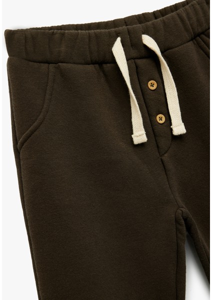 Şardonlu Duble Paça Düğmeli Bağcıklı Eşofman Altı modelleri