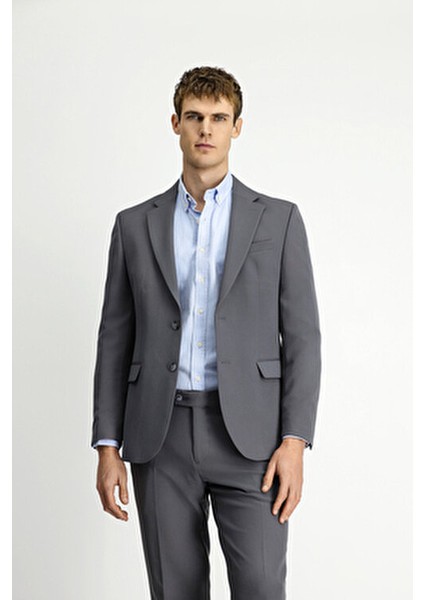 Slim Fit Dar Kesim Klasik Takım Elbise Erkek Ceket Yaka Düz Desenli Polyester Astarlı modelleri