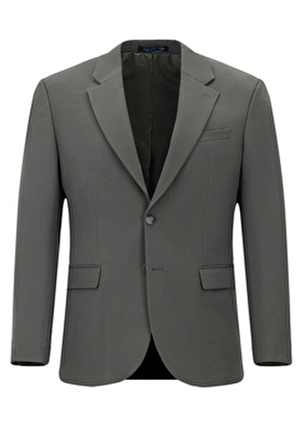Slim Fit Dar Kesim Klasik Takım Elbise Erkek Ceket Yaka Düz Desenli Polyester Astarlı