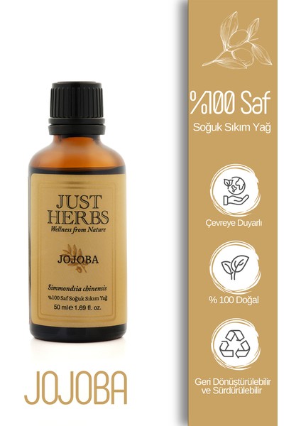 Jojoba Yağı 50 ml %100 Saf ve Doğal Soğuk Sıkım Simmondsia Chinensis Oil