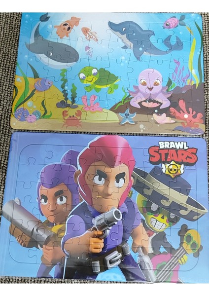 2 Adet Puzzle Yap Boz (33CM*23CM*40PARÇA) (Brawlstars / Denizdeki Dostlar Figürlü)