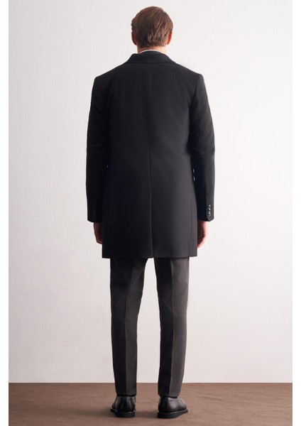 Siyah Kılıç Yaka Kruvaze Comfort Fit Esnek Classic Kaban 1008255164 indirimleri