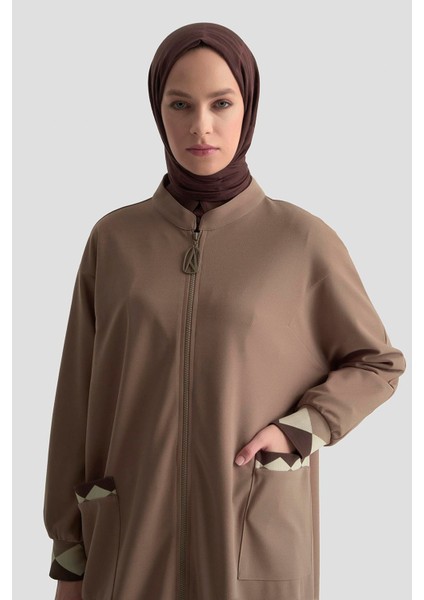 Boydan Fermuarlı Ribanalı Crep Giy Çık Vizon 25KT556 modelleri