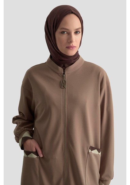 Boydan Fermuarlı Ribanalı Crep Giy Çık Vizon 25KT556 fırsatları