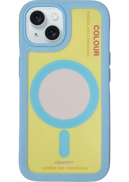 iPhone 13/14 Mavi Magsafe Uyumlu Premium Silikon Arka Kılıf Güçlendirilmiş Köşe+Kamera-Shockproof