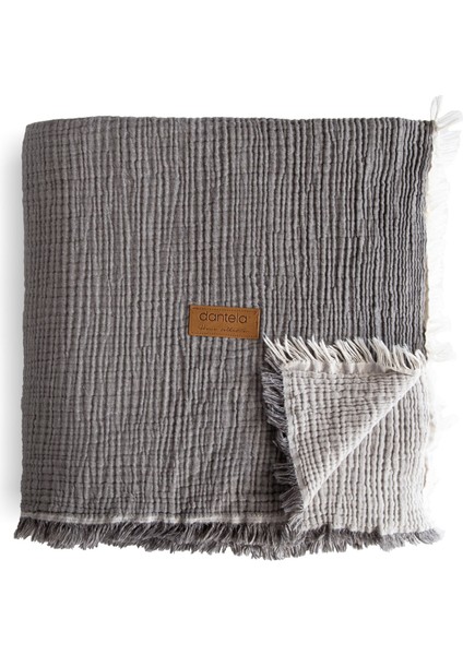 Camino Müslin 4 Katlı Yatak Örtüsü - Antrasit- Açık Gri modelleri