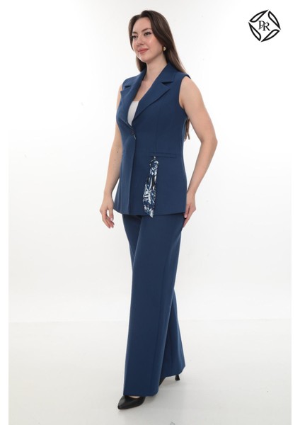 Kadın Rahat Kesim Astarlı Kolsuz Blazer Ceket Pantolon Takım Elbise fiyatları