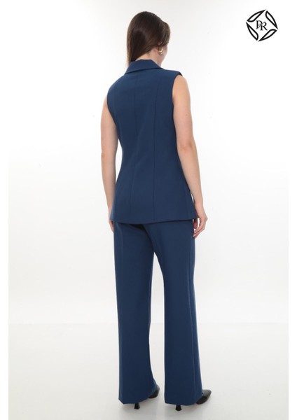 Kadın Rahat Kesim Astarlı Kolsuz Blazer Ceket Pantolon Takım Elbise fırsatları