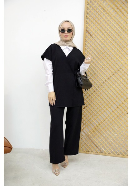 Yan Bağlamalı Yelekli Dabıltakım-Siyah fiyatları