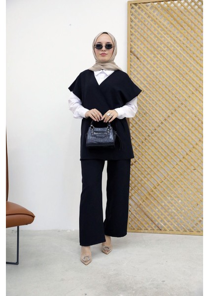 Yan Bağlamalı Yelekli Dabıltakım-Siyah modelleri