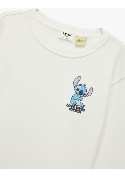 Lisanslı Stitch Baskılı Uzun Kollu Bisiklet Yaka Sweatshirt modelleri