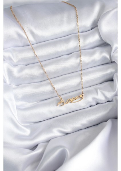 316L Çelik Zincir Gold Renk Atatürk İmzası Model Kadın Kolye - TJ-BKO7842 fiyatları