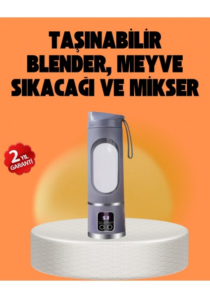 12 Bıçaklı Şarjlı Meyve Sıkacağı – Tip-C Taşınabilir Blender 450 ml