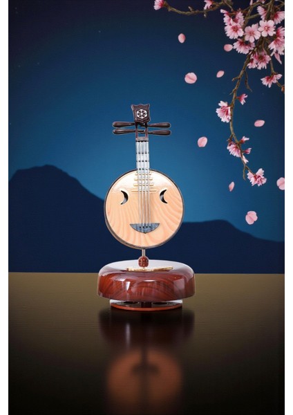 Ahşap Görünümlü Çin Pipası Tasarımlı Dönen Müzik Kutusu 18,5cm modelleri