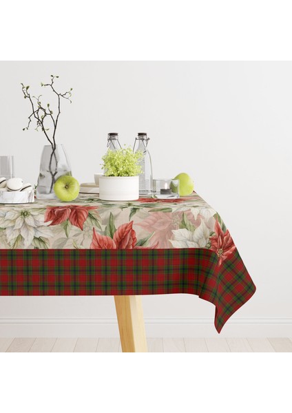Yılbaşı Desenli Dijital Baskılı Masa Örtüsü - 140 x 220 cm 140X240 cm - Panama Kumaş