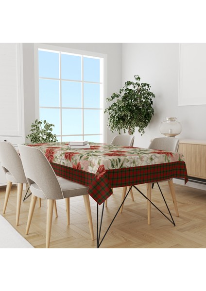 Yılbaşı Desenli Dijital Baskılı Masa Örtüsü - 140 x 220 cm 140X240 cm - Panama Kumaş