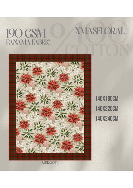Yılbaşı Desenli Dijital Baskılı Masa Örtüsü - 140 x 220 cm 140X240 cm - Panama Kumaş