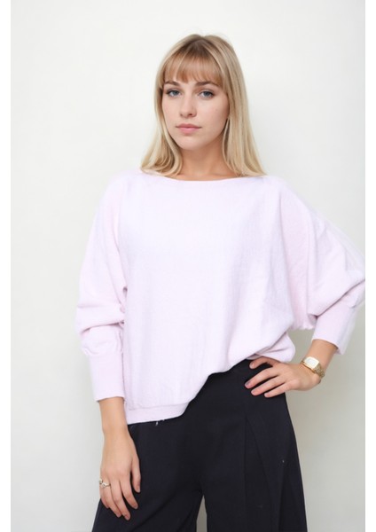 Geniş Yaka Yarasa Kol Oversize Triko Bluz