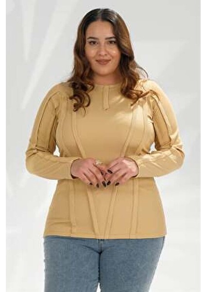 Büyük Beden Ribana Şeritli Sweat